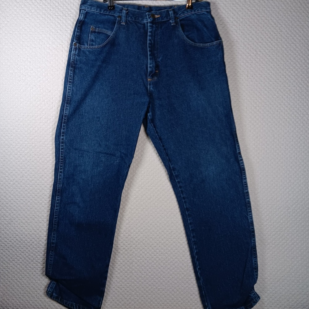 Wrangler Pro Rodeo Jeans Mens 36x32 Blue Denim Rugged Straight Workwear - Picture 3 of 6